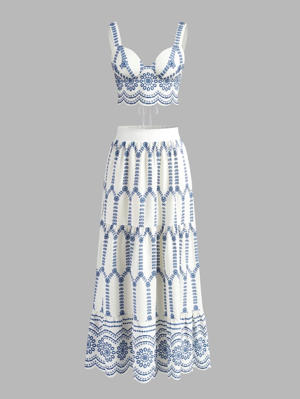 NEW- Commense Printed Sleeveless Tie Back Skirt Set